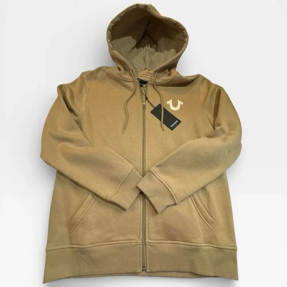True Religion Big Horseshoe Zip Hoodie NWT Flocked‎ Logo Streetwear